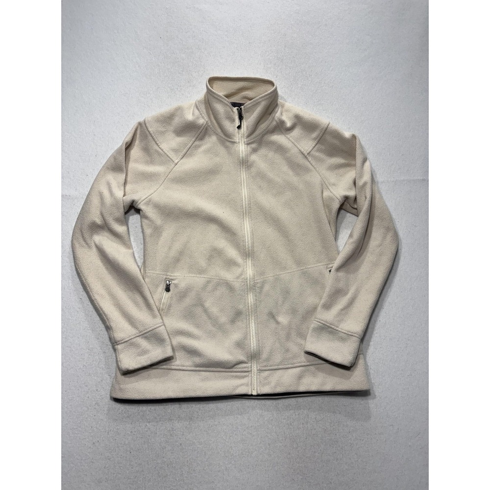 REI Jacket Womens Large White Fleece Full Zip Stand Collar Hiking Casual RN37249